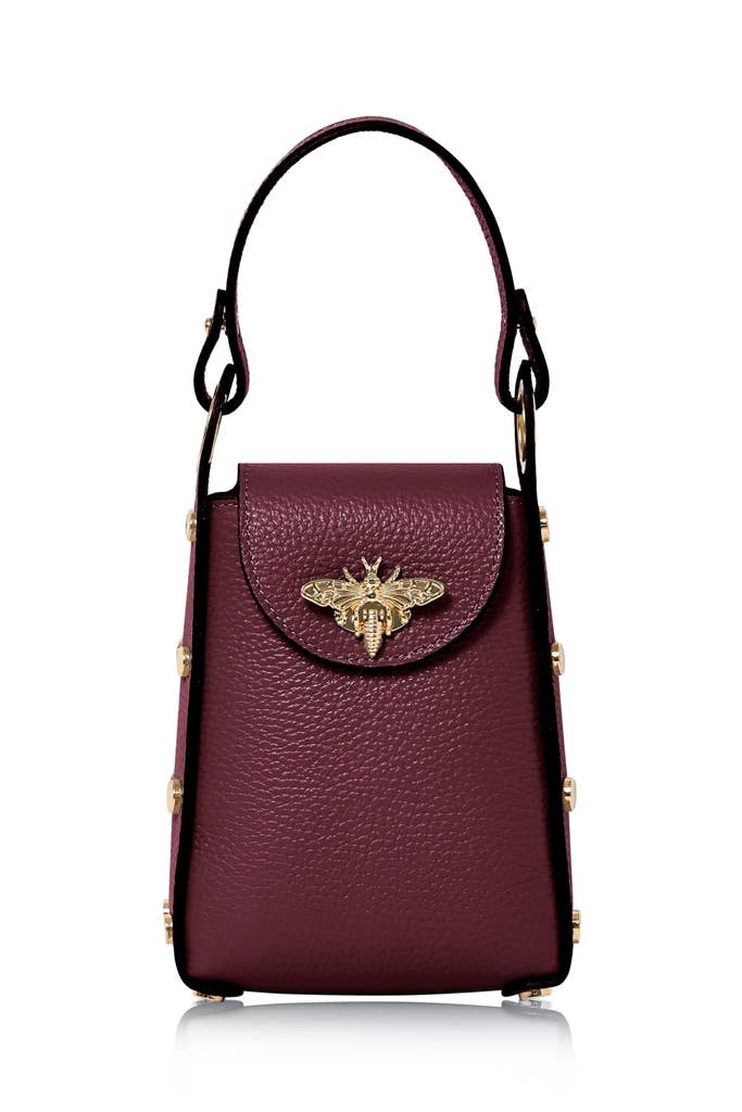 MONTTE DI JINNE - Vente Sac à bandoulière – femme - Mini sac abeille en cuir véritable italien avec bandoulière chaîne dorée11