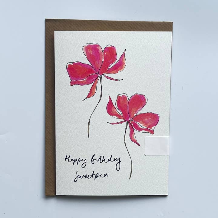 Happy Birthday Sweet Pea Card for wholesale by Wild Spot Studio Paper Goods, Cards and Prints