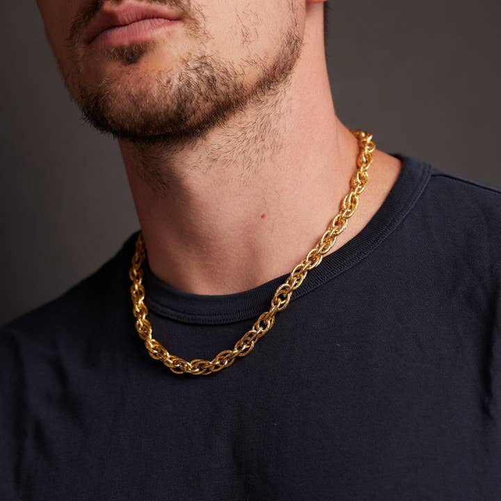 We Are All Smith - Wholesale Link & Chain Necklace - Men's Gold CHUNKY Thick Rope Chain Necklce2