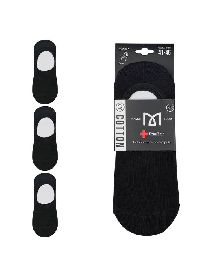 KYLIE CRAZY - Wholesale Socks - Unisex - Pack of 3 premium cotton invisible socks - Red Cross15