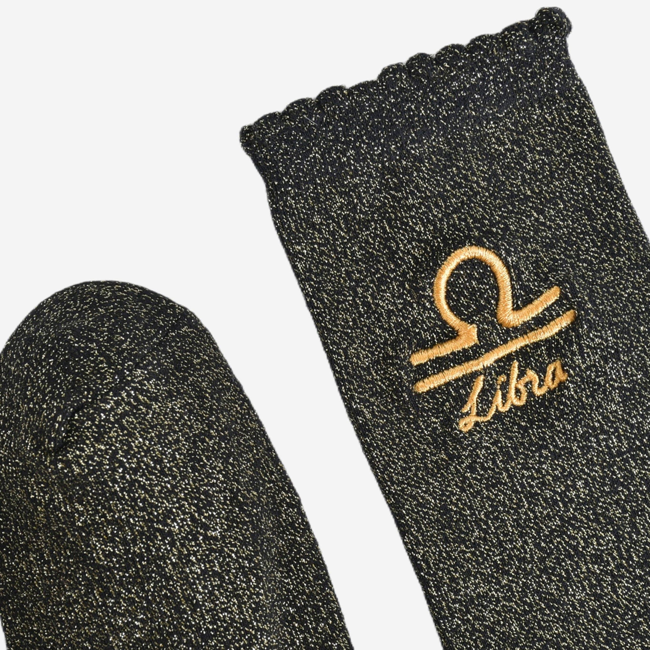 Sock Talk – wholesale Socks – Women's – Women's Glitter Socks - Black/Gold, Zodiac Libra3
