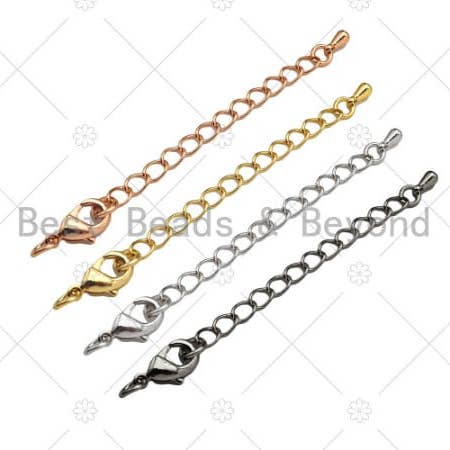 BestBeads&Beyond - Wholesale Clasp - 5pc Plain Lobster Clasps with extention Chain, sku#A98