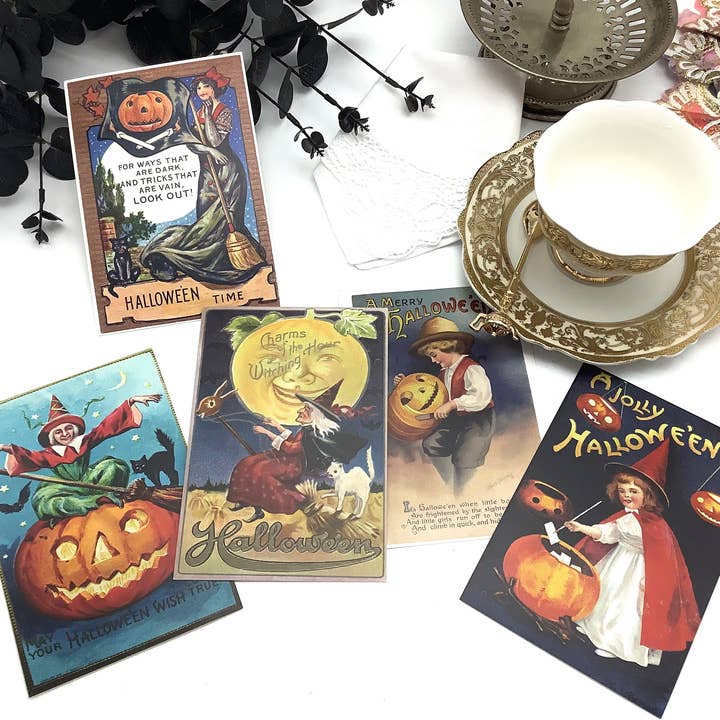All Little Cute Things - Wholesale Tea Bags - Vintage Halloween Postcard with imported pumpkin tea packet5