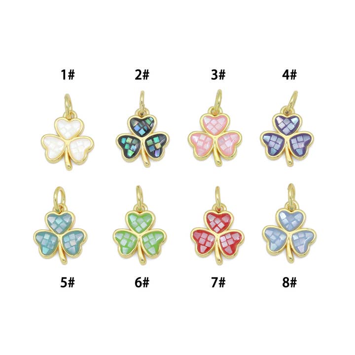 Mother of Pearl Clover Flower Pendant charm, Sku#WL25 for wholesale by BestBeads&Beyond