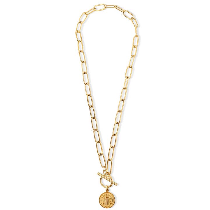 Gold Rowan Toggle Chain Coin Necklace for wholesale on Faire