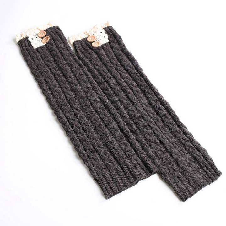 ACCITY - Wholesale Socks - Women's - WARM BOOT COVERS WINTER LACE TWIST BUTTON SOCKS_CWMS07582