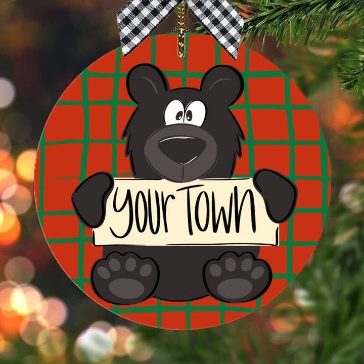 black bear custom town ornaments for wholesale by on the Bayou