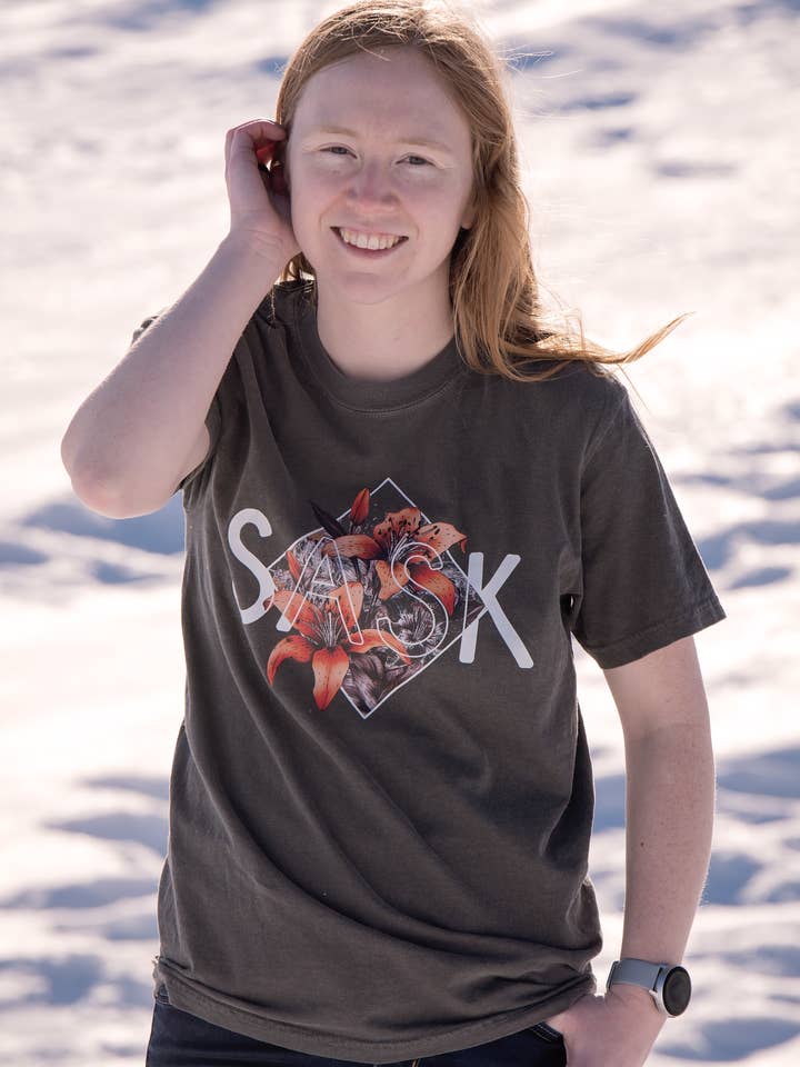 Pepper Grey SASK Diamond Shirt | Saskatchewan Apparel for wholesale on Faire3