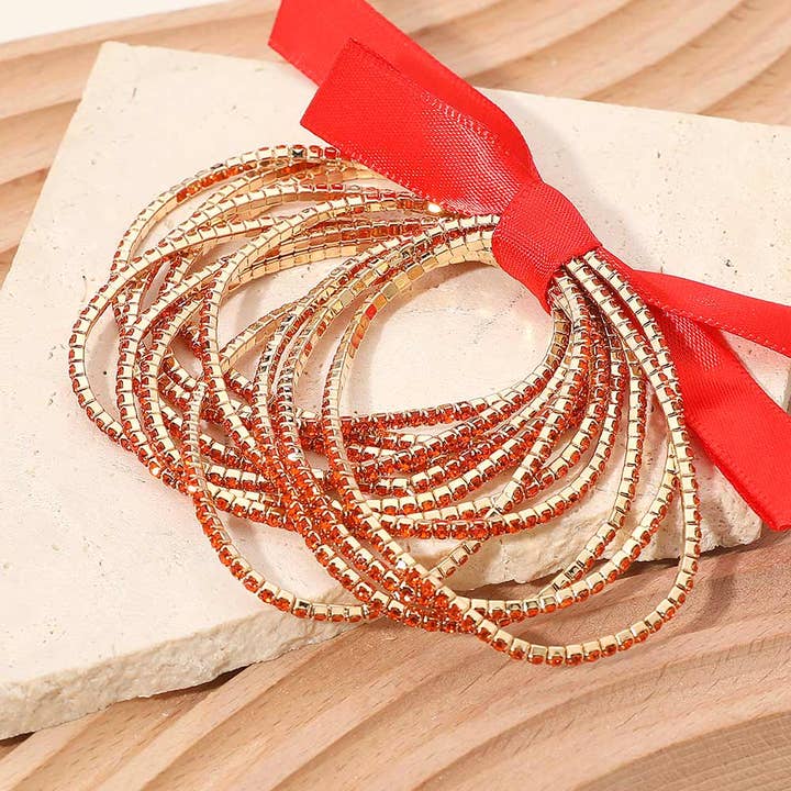 Sensibling Corp. – Großhandel Schmucksets – 12 Stück - Band Schlank Strass Stretch Mehrschichtiges Armband13