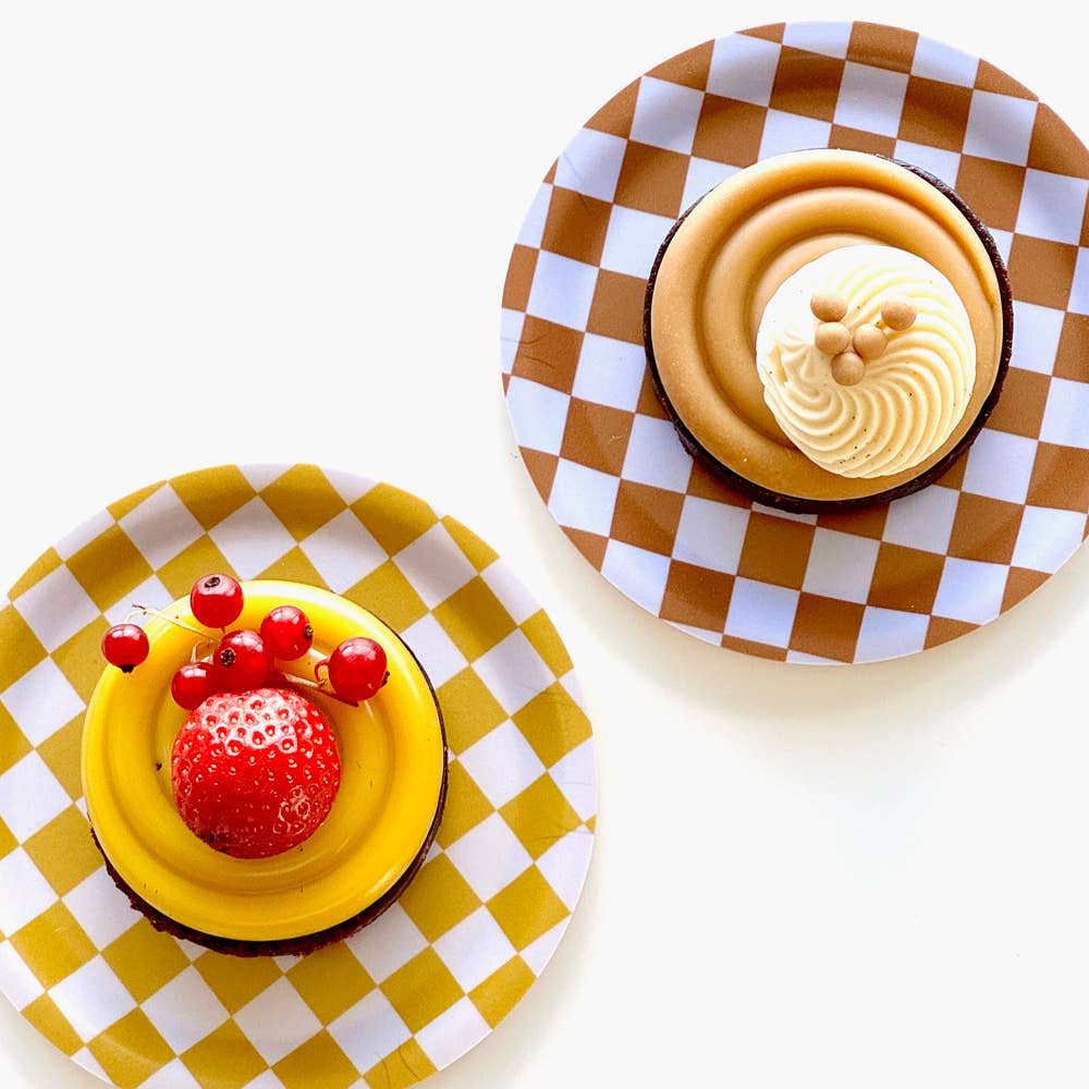 BLU KAT – wholesale Coasters – CHECKER Set of 4 Coasters - Warm Mix - 11cm2