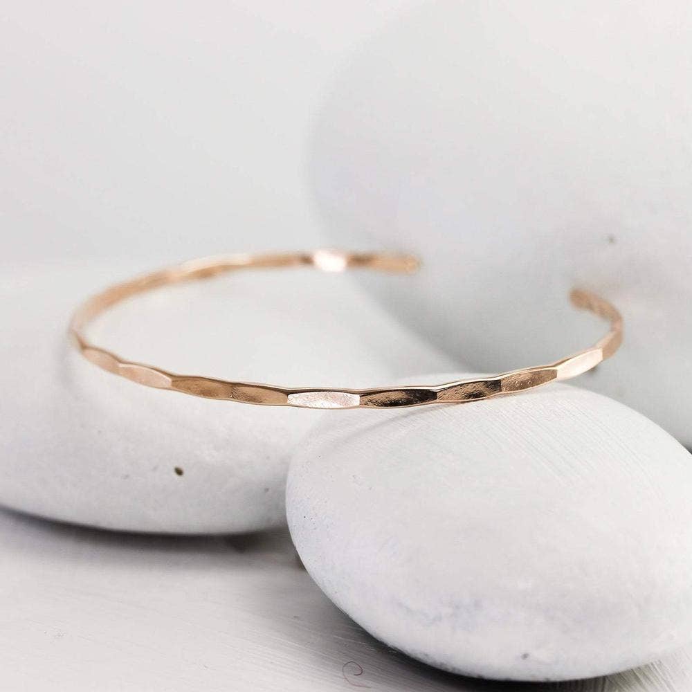 Lotus Stone Jewelry - Wholesale Cuff Bracelet - Thin Hammered Rose Gold Cuff Bracelet0