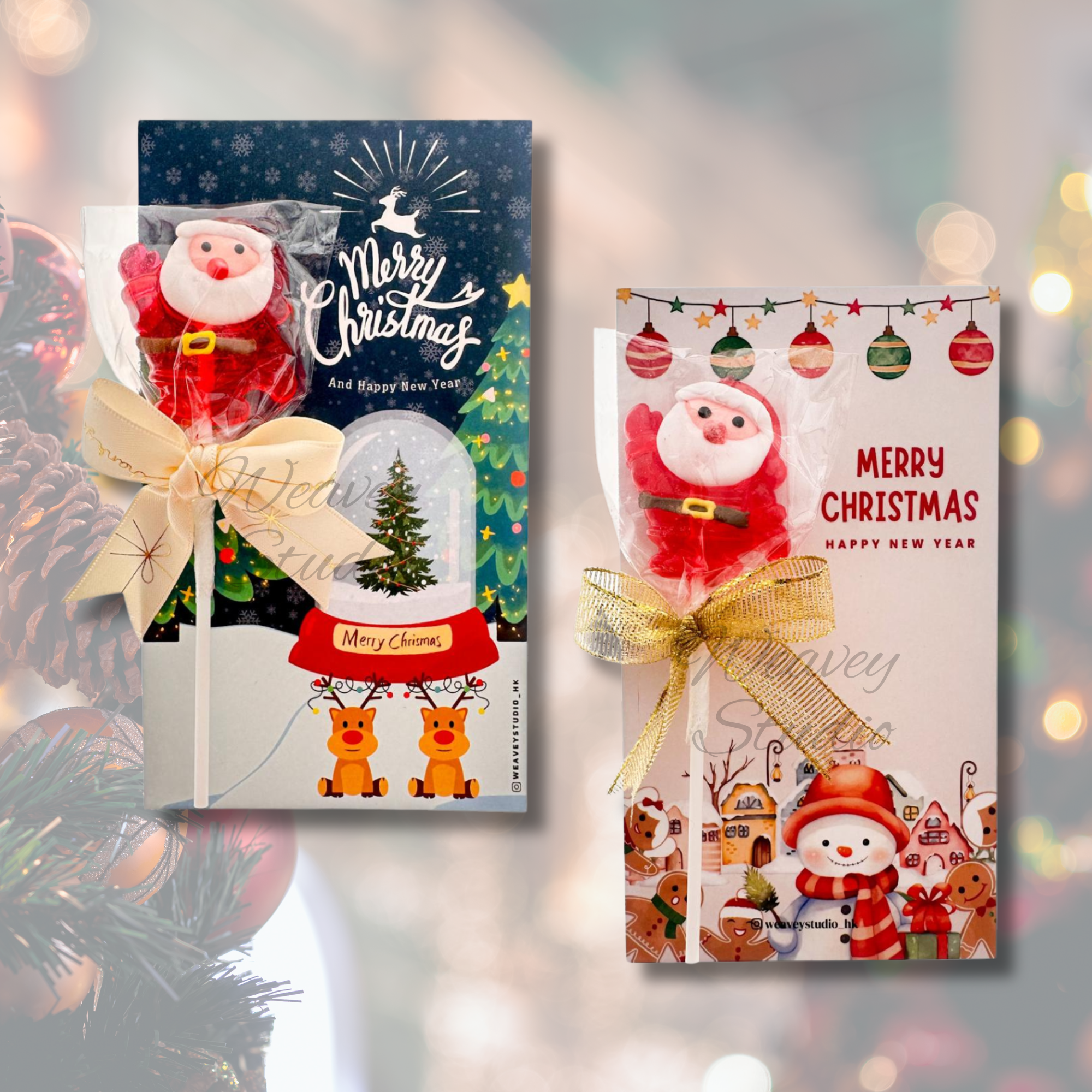 Weavey Studio - Wholesale Lollipop - Christmas Santa, Christmas Tree, Snowman Candy gift packs6
