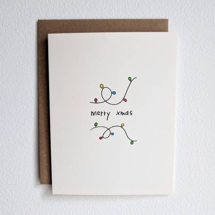 Kerstverlichtingskaart voor wholesale door under the stairs paper co.