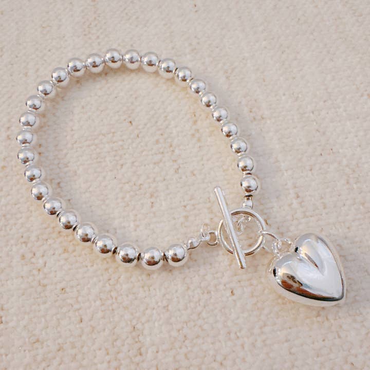 Ellison+Young - Wholesale Charm/Dangle Bracelet - Ball Beads Dangle Heart Toggle Bracelet