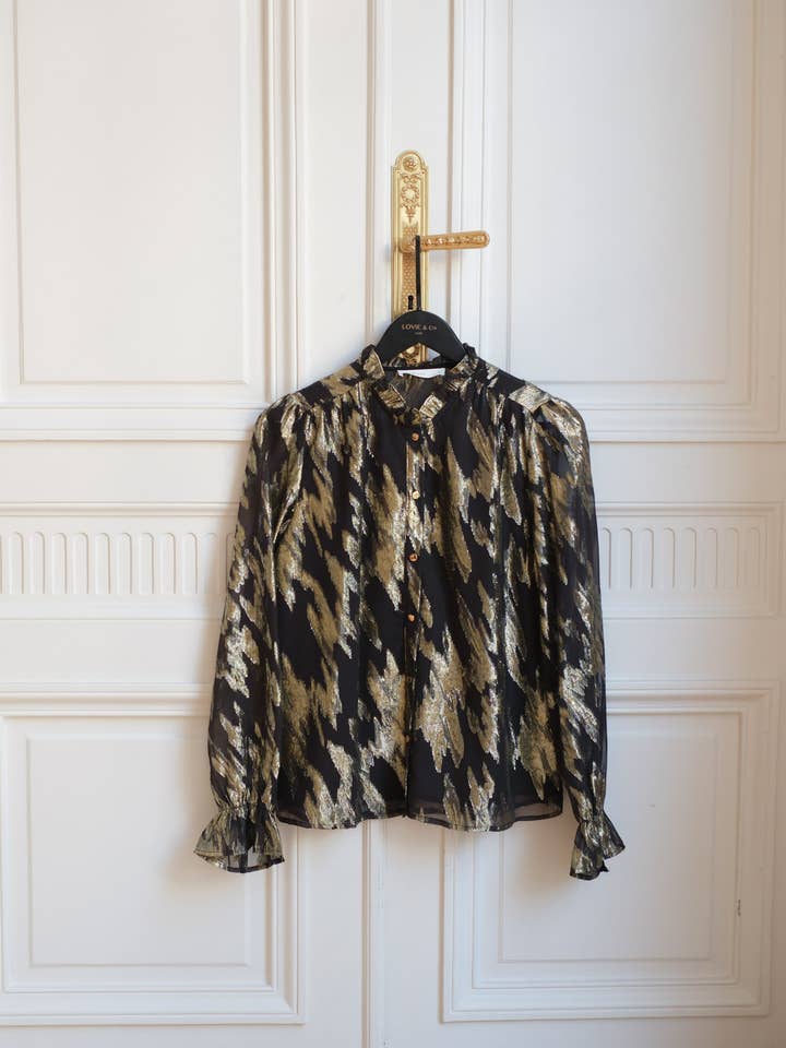 LOVIE & CO - Wholesale Blouse – Women’s - Buttoned printed lurex voile blouse - 4956T-SANA4