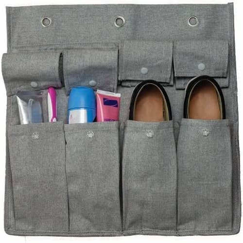 Bedside Storage Caddy Cotton Canvas Bed Storage Pocket Bedside Organizer Hanging Bunk Organizer for Camp, College Dorm Rooms Grey for wholesale by Gilbin