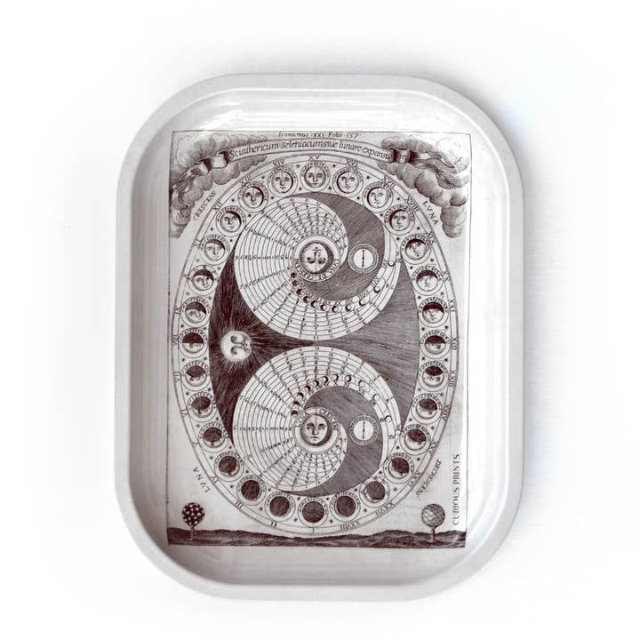 Small Metal Vintage Moon Phases Catchall Tray for wholesale by Curious Prints