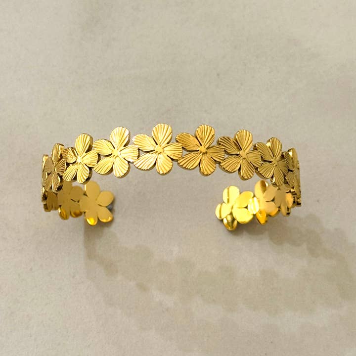Cassette Barcelona - Wholesale Cuff bracelet - Floral Stainless Steel Bangle Bracelet1