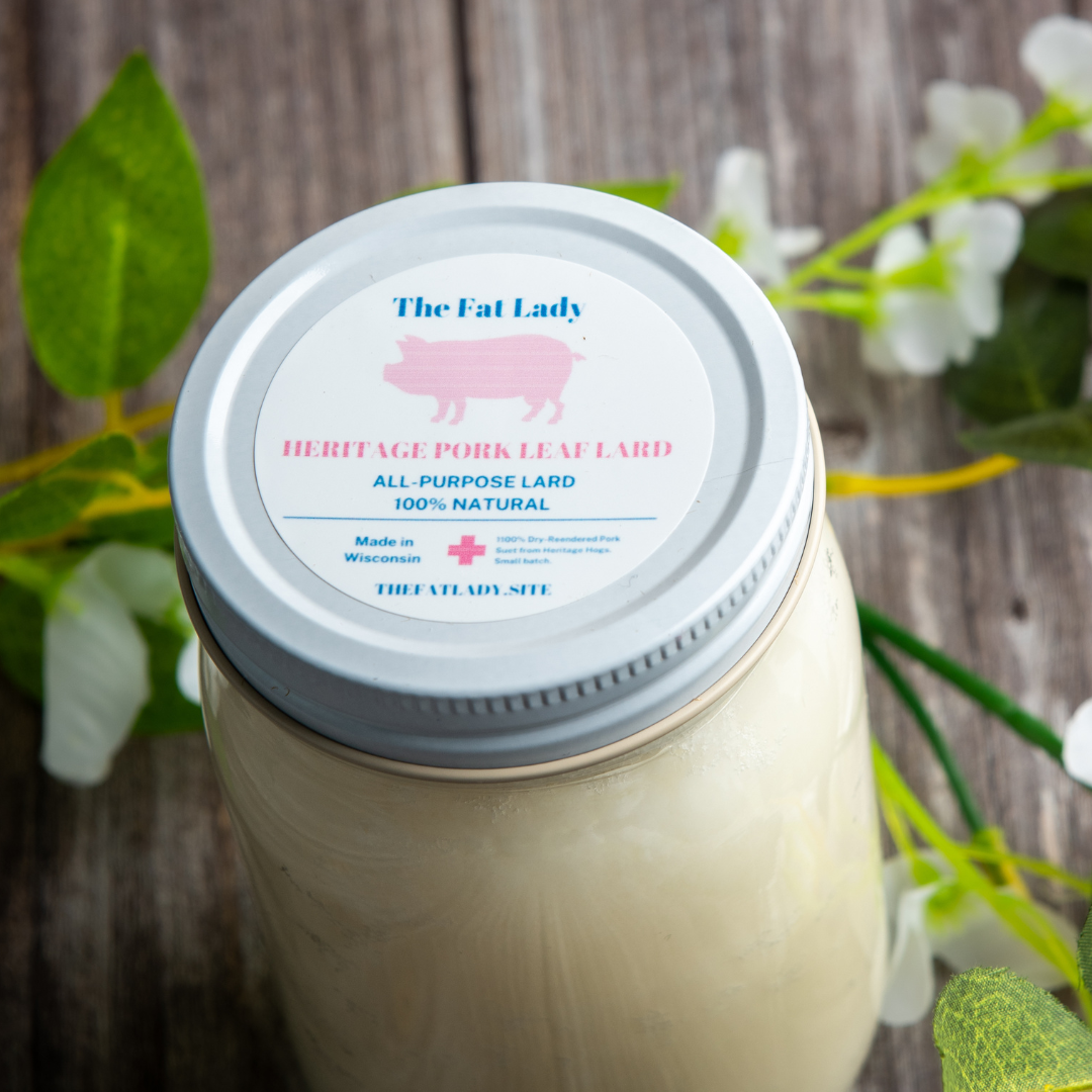 The Fat Lady - Wholesale Cooking Oil - Premium USDA Heritage Pork Leaf Lard in Reusable Glass Jar0