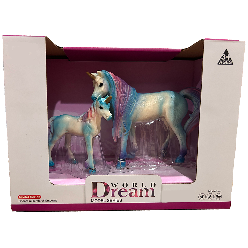 Texas Toy Distribution - Wholesale Figurine Toy - Kids - Unicorn Painted Resin Figurines in Open Window Box, 4 Styles4