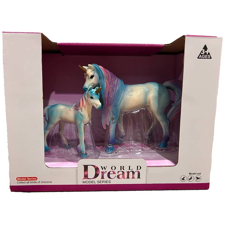 Texas Toy Distribution - Wholesale Figurine Toy - Kids - Unicorn Painted Resin Figurines in Open Window Box, 4 Styles4