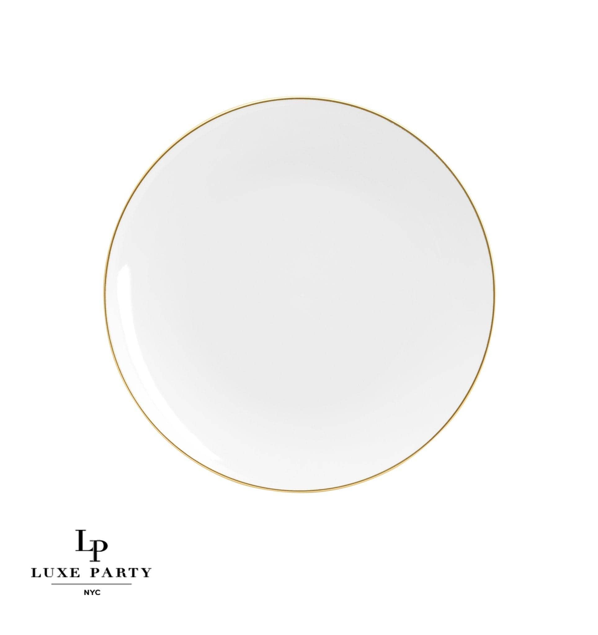 Luxe Party - Vendita all'ingrosso Piatto - Piatti rotondi in plastica bianca con bordo dorato | Confezione da 102