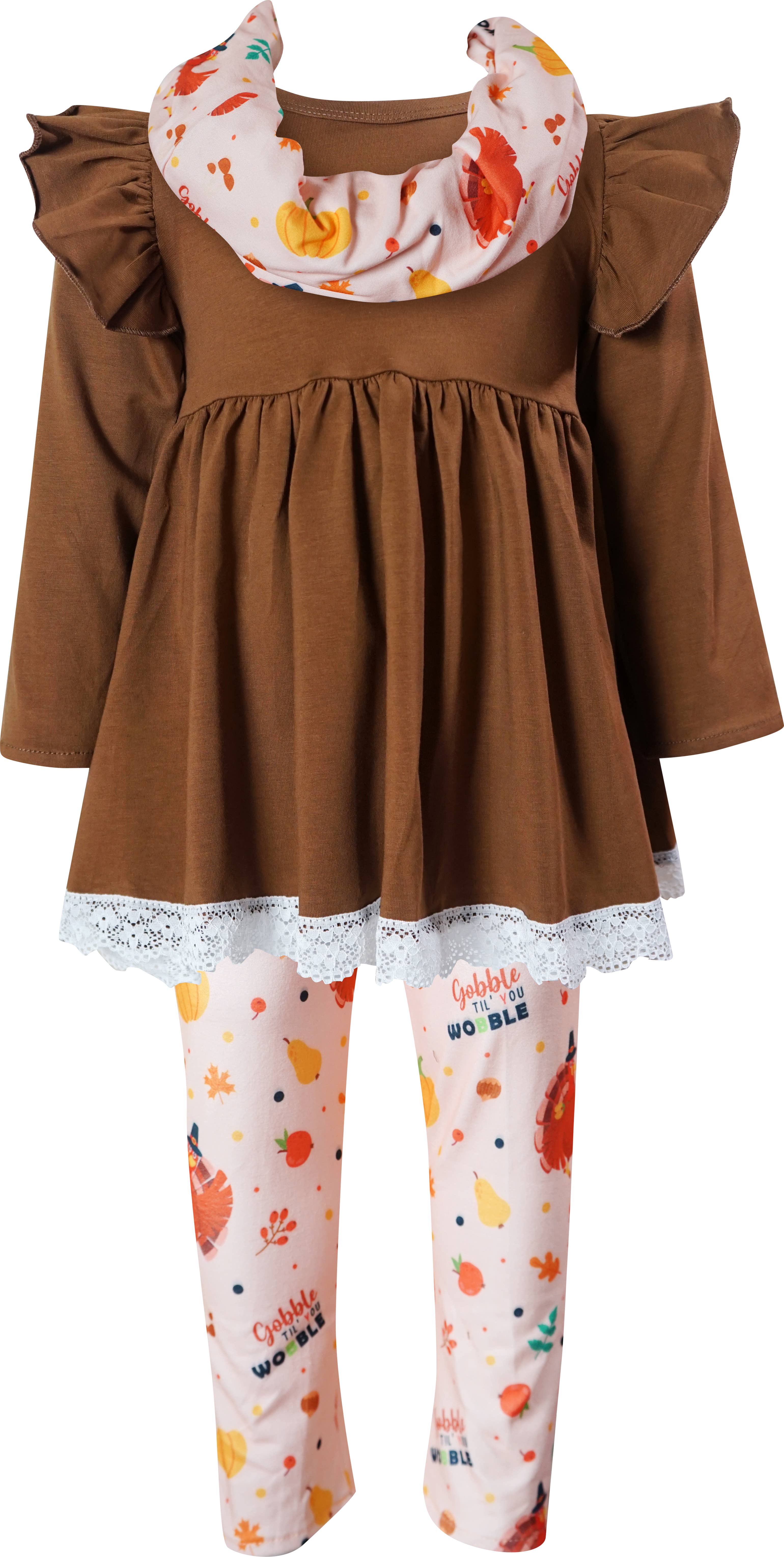 Angeline Kids - Wholesale Top & Pant Set - Kids - CLOSEOUT 40pcs Lot Fall Halloween Thanksgiving Scarf Outfit8