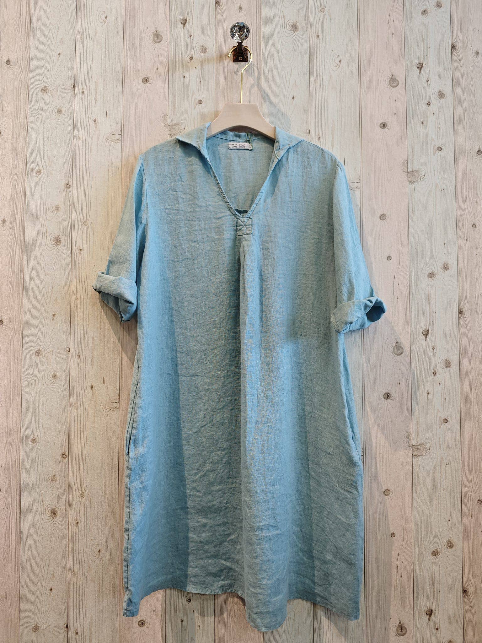 Linen & More - Wholesale Dress - Women's - REF 88018 100% LINEN SHIRT COLLAR DRESS2
