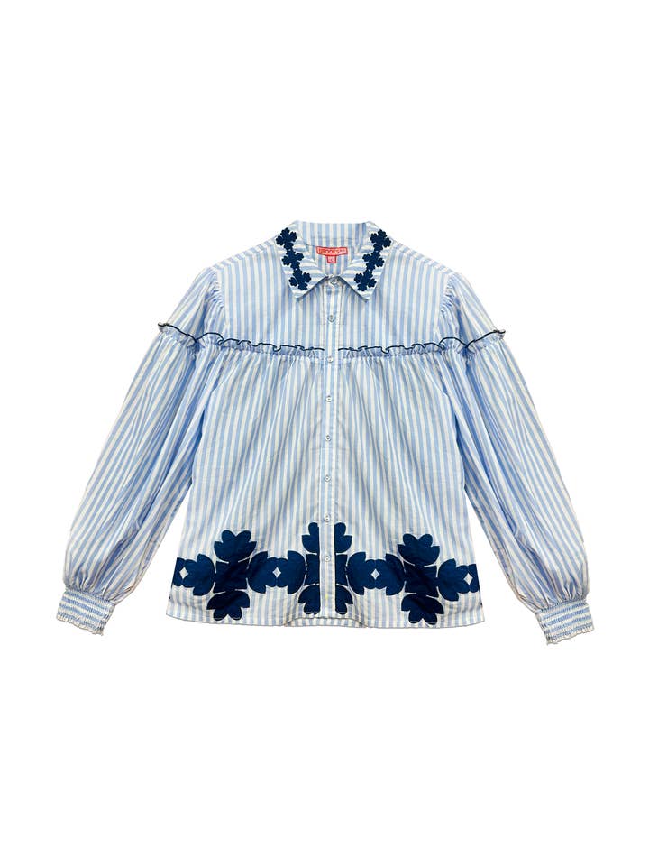 Frankie Blouse - Blauwe Streep voor wholesale door Brooks Avenue