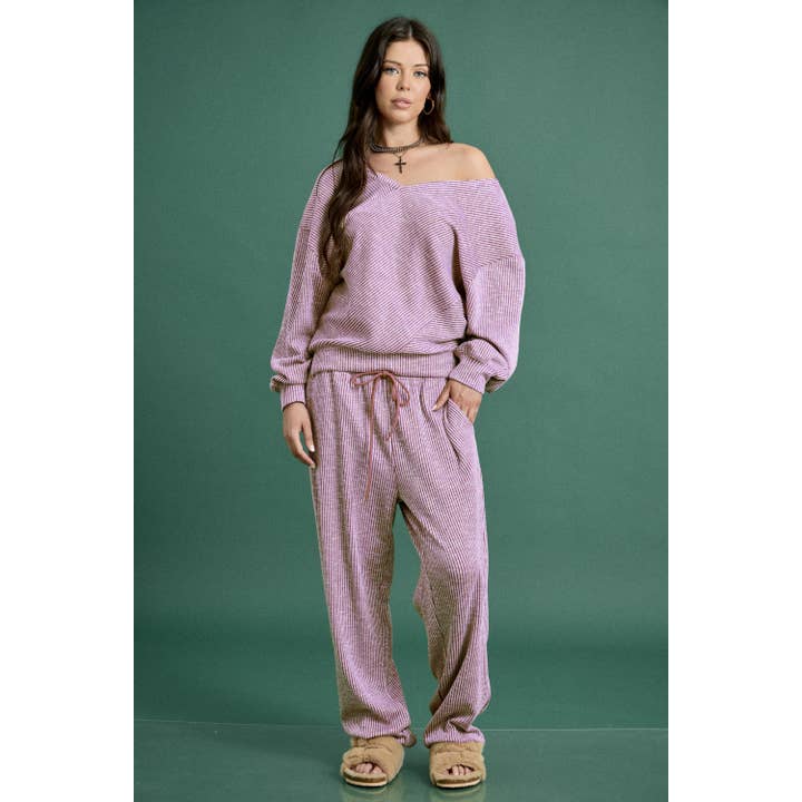 Ribbed Knit Lounge Set for wholesale by SKYLAR ROSE