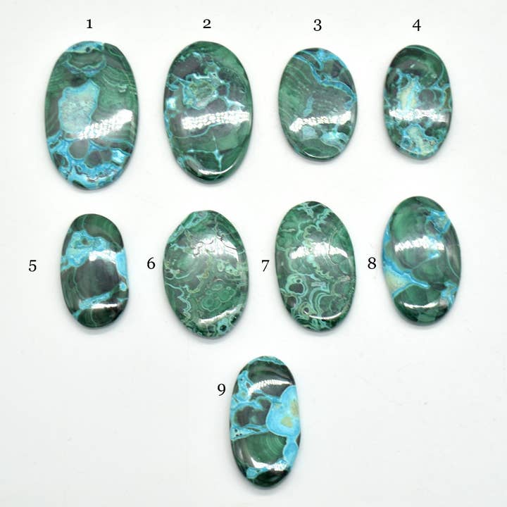 Malakit Chrysocolla Ovale Ædelstens Cabochoner - Lot 01 for engroshandel hos Oriental Direct Craft Supplies