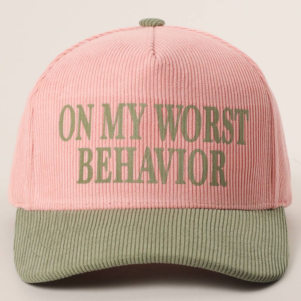 Fashion City - Wholesale Trucker Hat - Unisex - ON MY WORST BEHAVIOR Corduroy Trucker Hat10