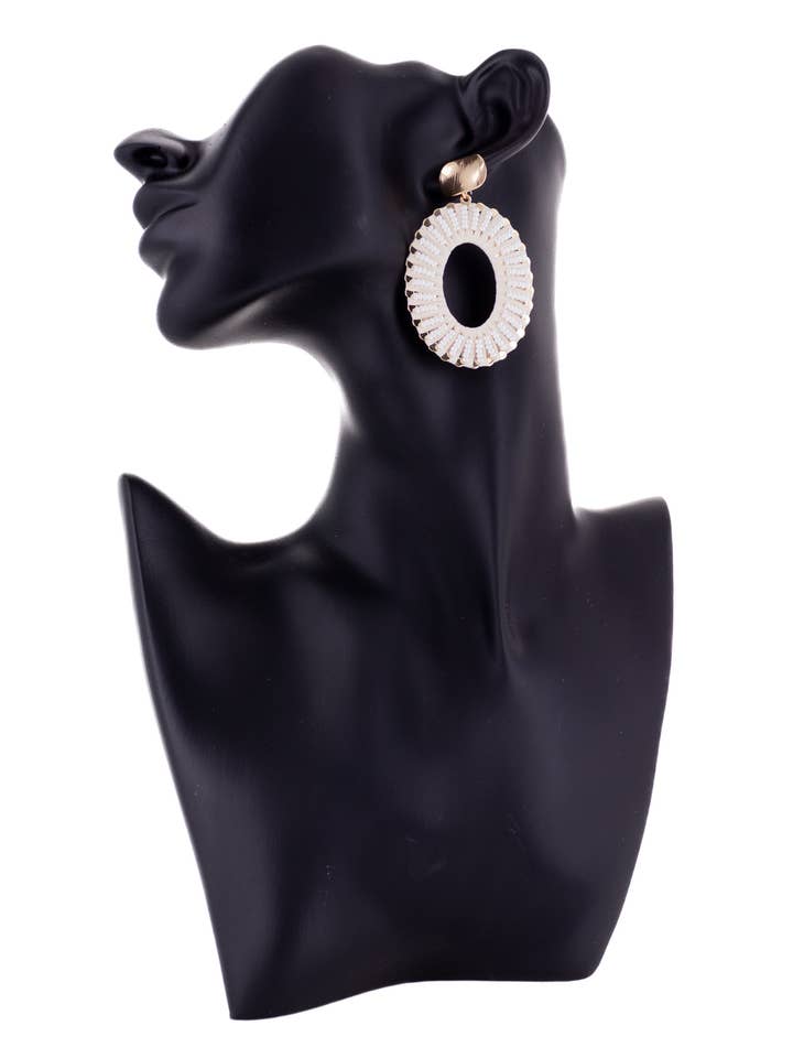 Emily Earrings - Raffia, Beaded, Handmade, Statement, Spring for wholesale by Rush Style