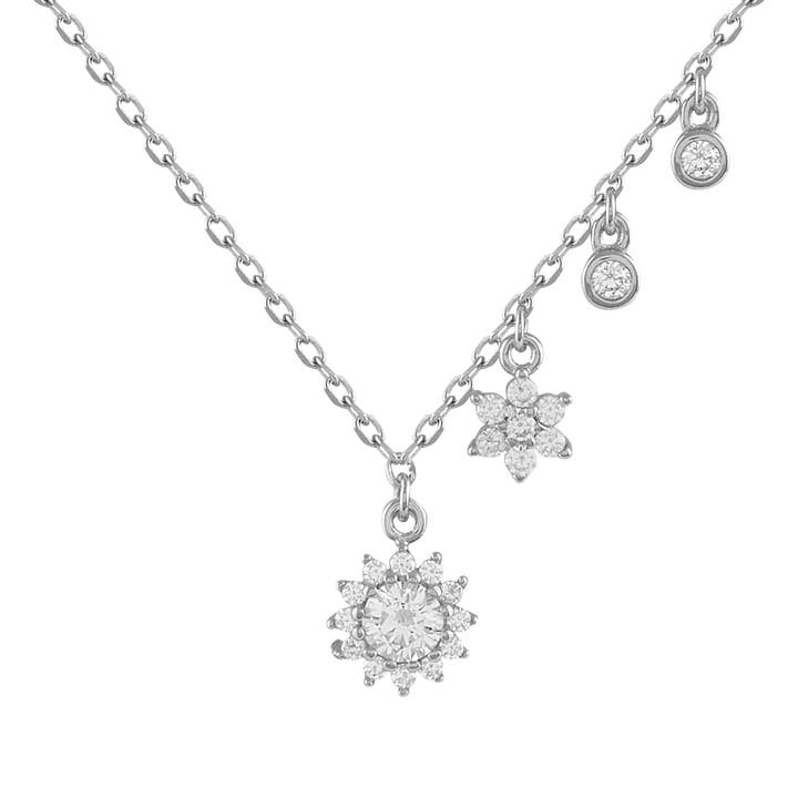 Universo silver necklace with zircons for wholesale by Itemporality