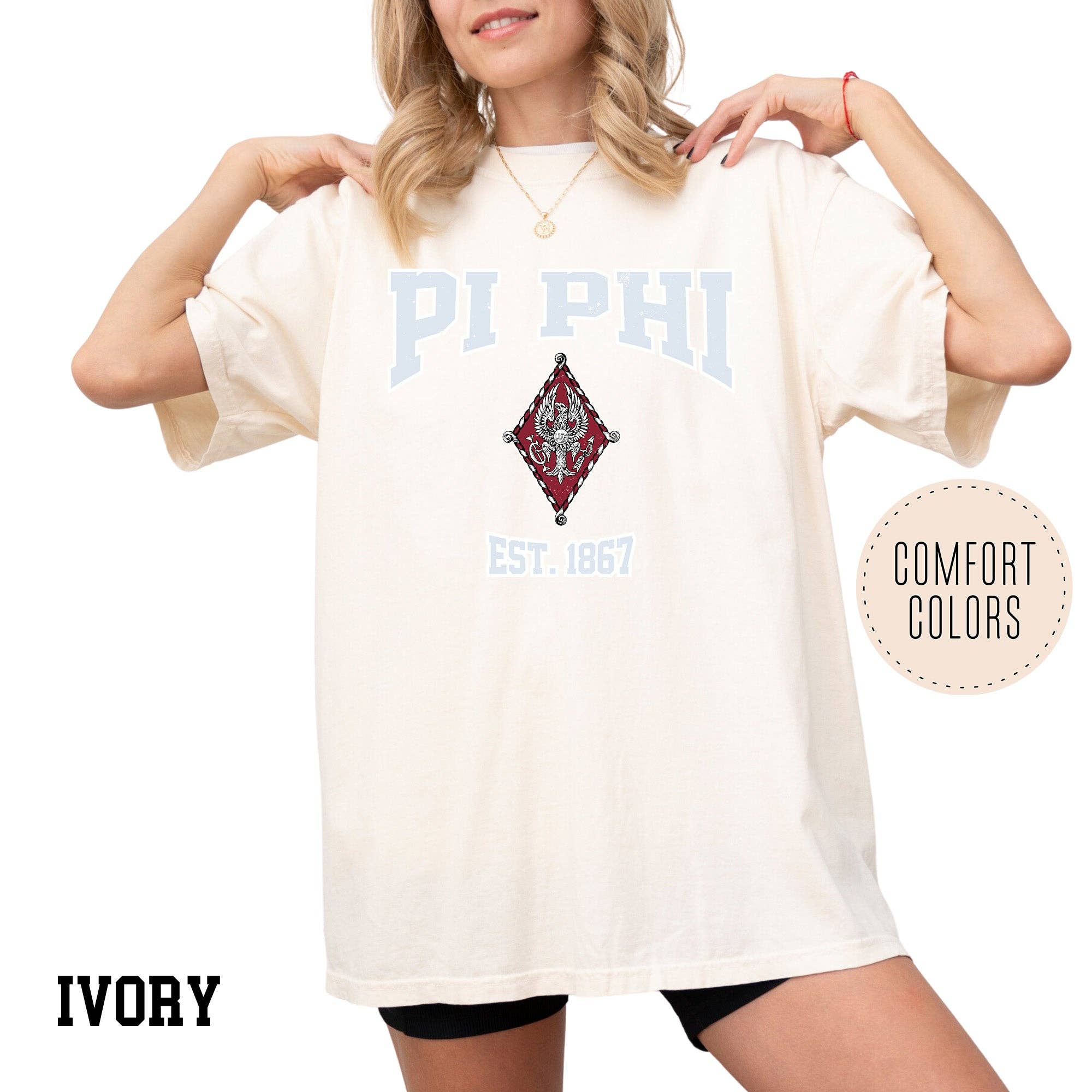 Kite and Crest - Vendita all'ingrosso Maglietta serigrafata - Donna - Maglietta della confraternita Legacy Luxe Comfort Colors20