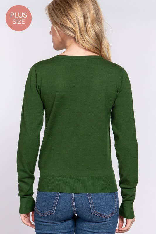 Active Basic | Active USA - Vendita all'ingrosso Cardigan - Donna - [TAGLIA FORTE] Cardigan Maglione con Scollo a V e Bottoni a Maniche Lunghe5