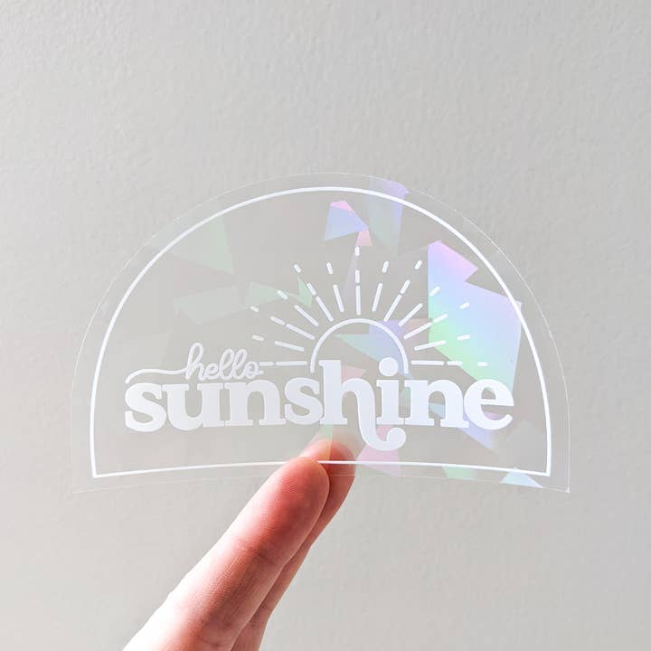 Hello Sunshine Suncatcher Window Decal for wholesale by Real Happy Designs
