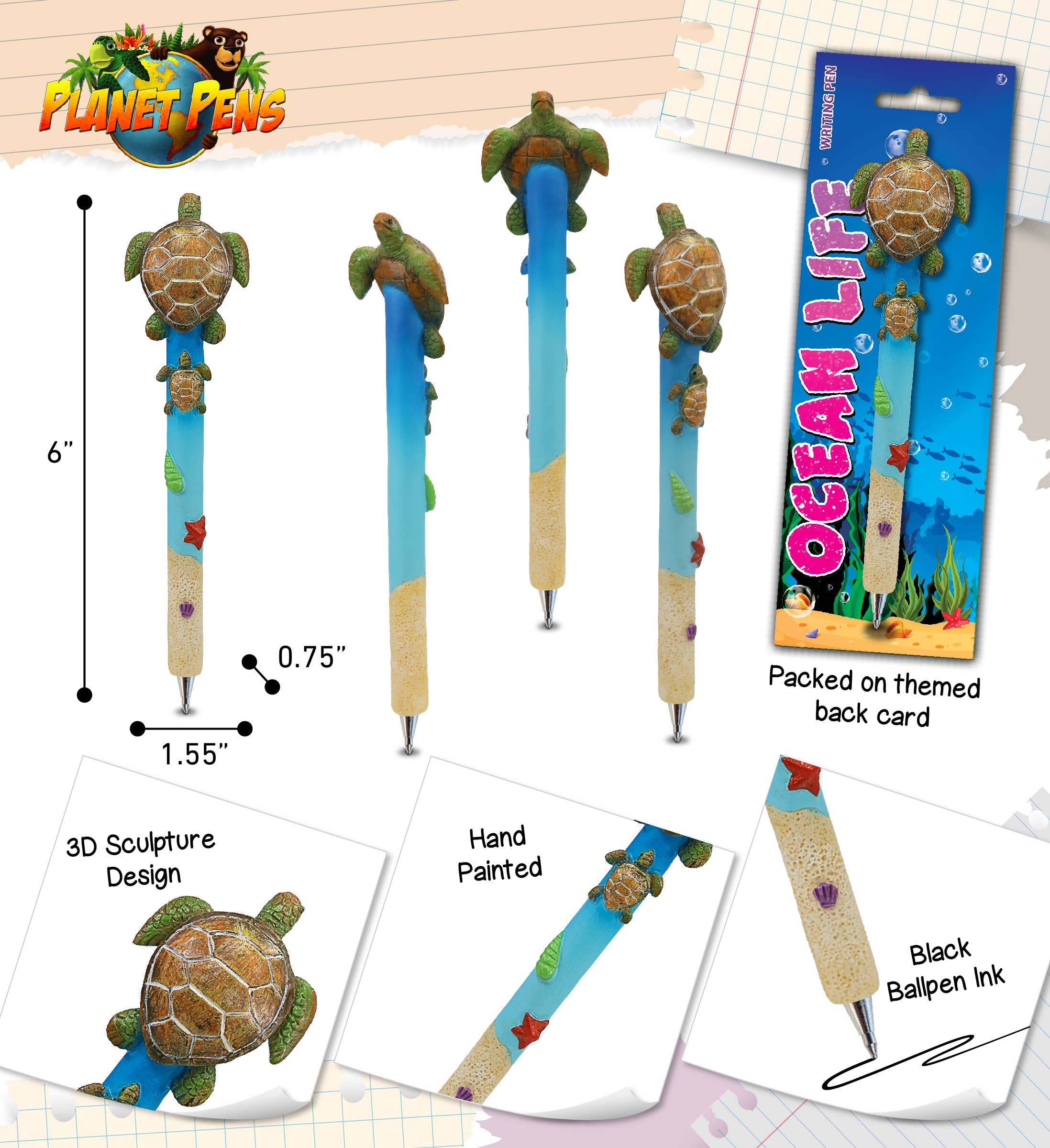 Cota Global – Caneta por atacado – PLANETA CANETA - TARTARUGA MARINHA COM CRIA2