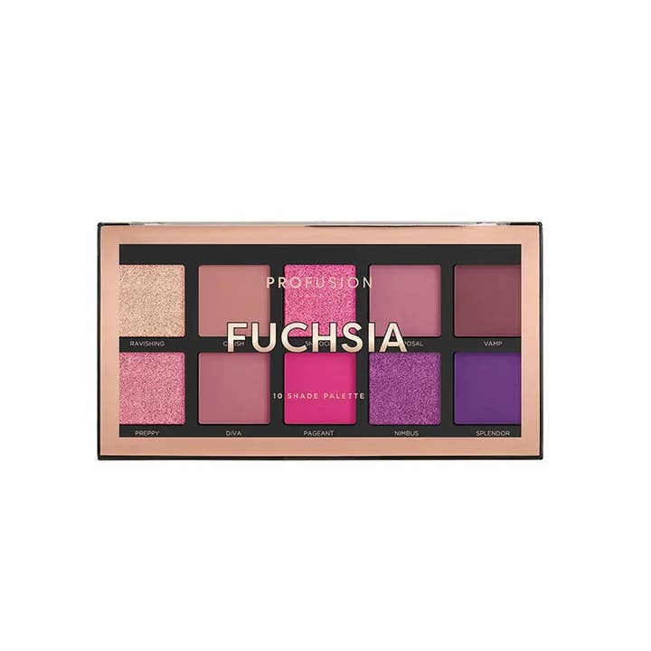 10 Shade Highly Pigmented Eyeshadow Palette - Fuchsia for wholesale by Profusion Cosmetics