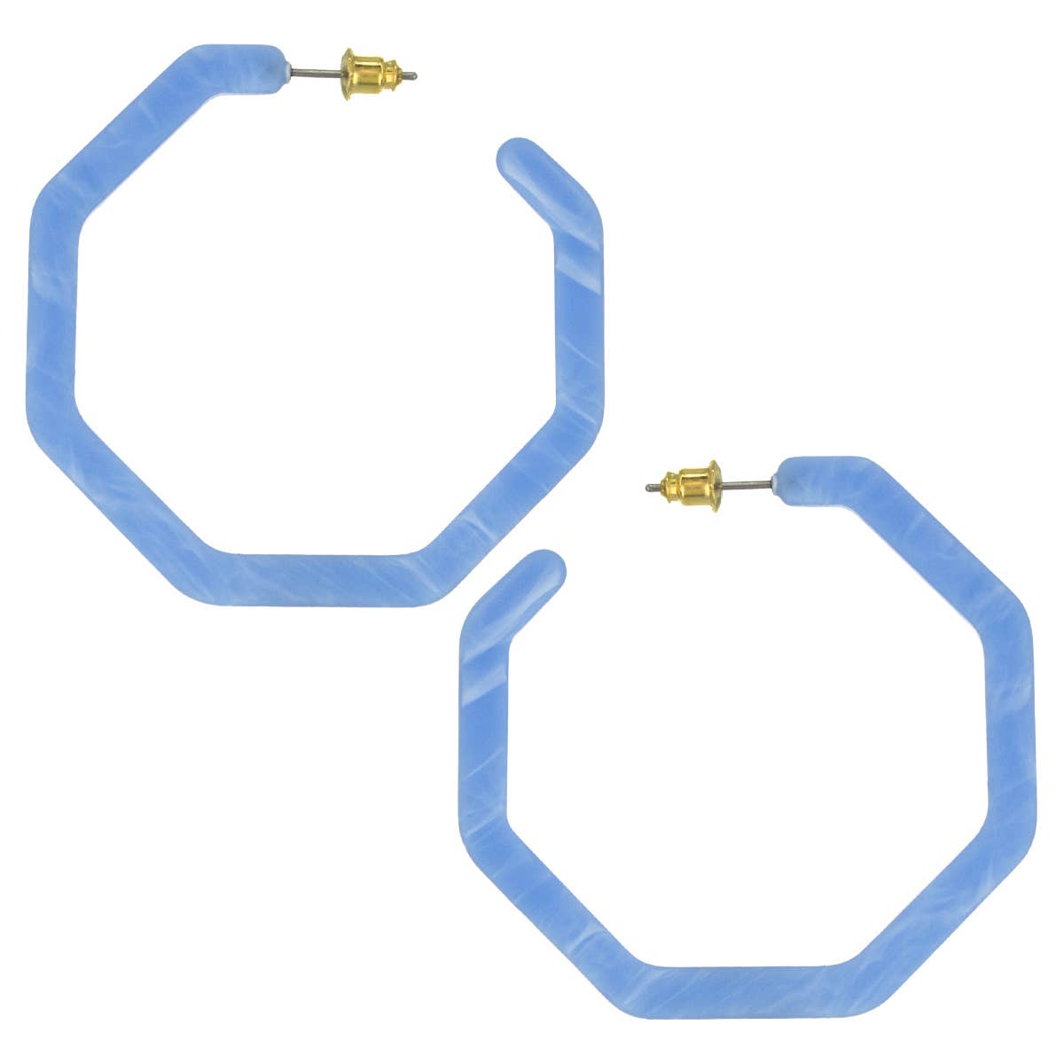 Suzie Q USA - Wholesale Hoop Earrings - Acrylic Octagon Shape Open-End Hoop Earring0