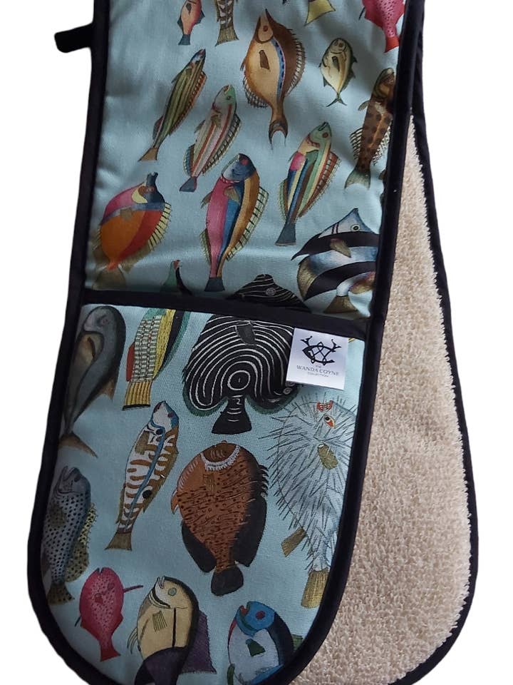 Fish Oven Glove 18thC Drawings Natural History Print Design for wholesale by Wanda Coyne Collection