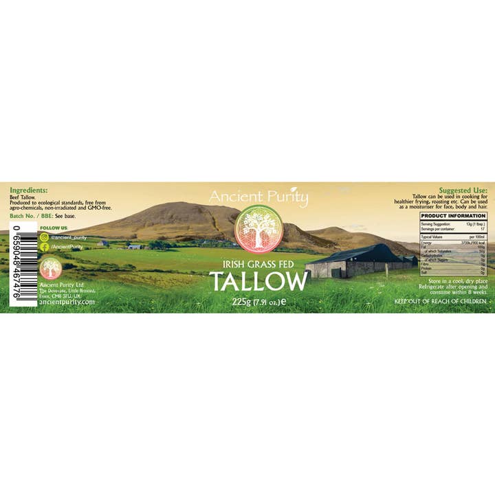 Ancient Purity - Wholesale Cooking Oil - Tallow - 225g | Irish Grass Fed Beef Tallow | Glass Jar2