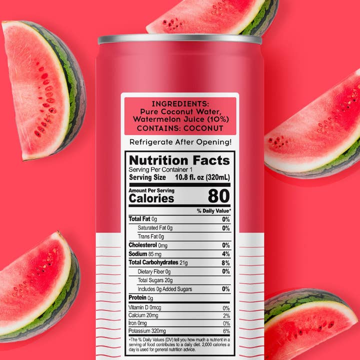 100 Coconuts - Wholesale Flavored/Infused Water (Non-Carbonated) - PURE COCONUT WATER + WATERMELON - 12 Pack2