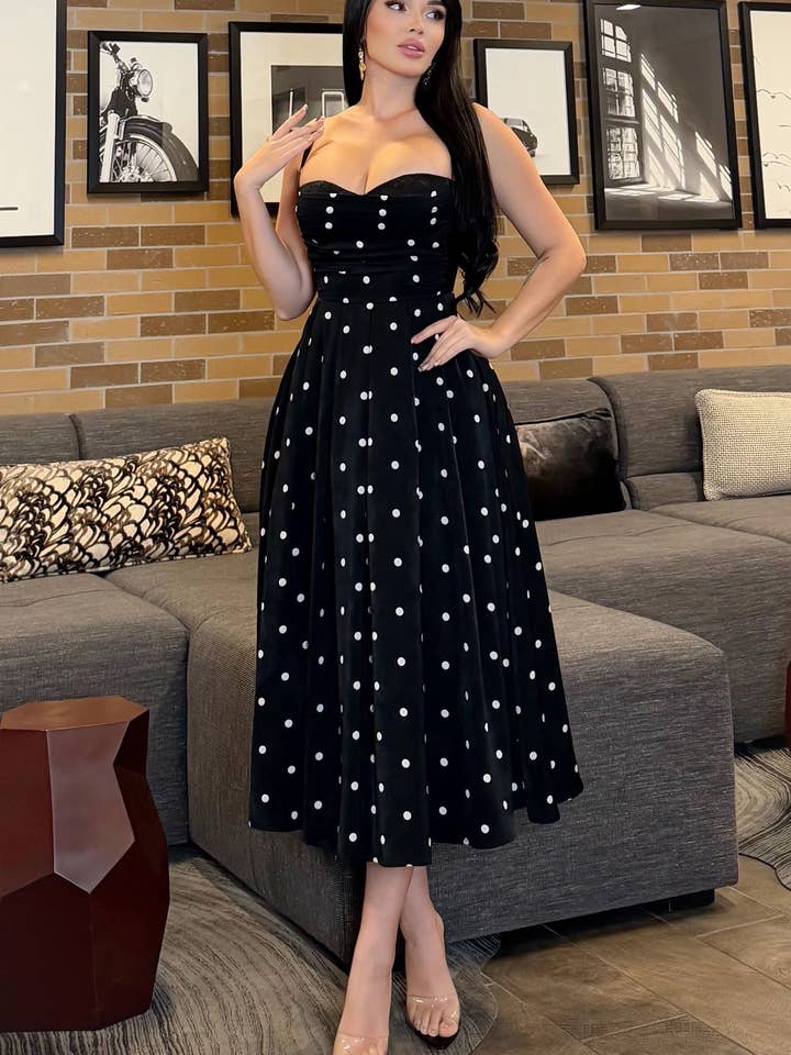 Polka-Dot-Tee-Midikleid für den Großhandel von WFFS