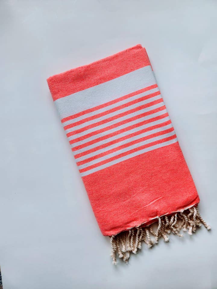Beach towel /sarong- Neon Pink- White for wholesale by wonderfouta