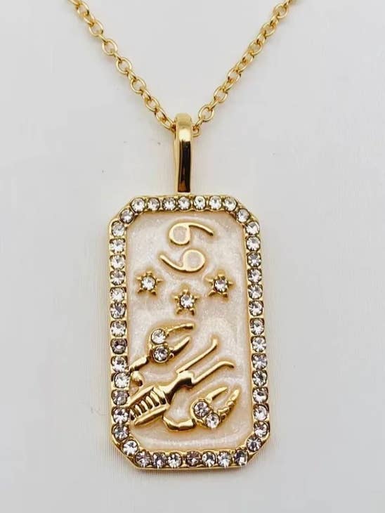 Tarotkarte mit Sternzeichen Krebs, Emaille und Kristall für den Großhandel von HoopLa