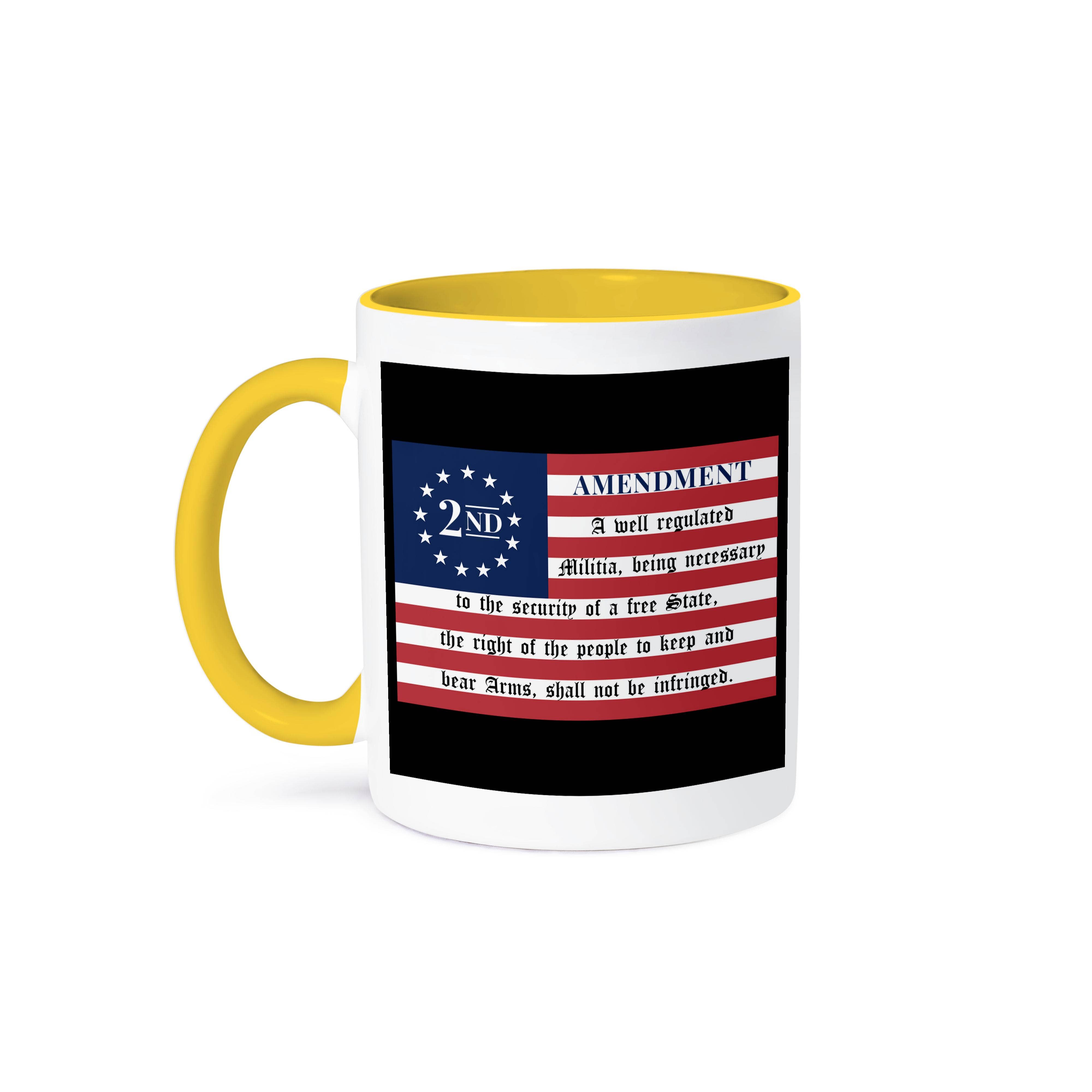 3dRose - Wholesale Coffee Mug - 3dRose, Colored Betsy Ross flag with 2nd Amendment on black background., Mug0