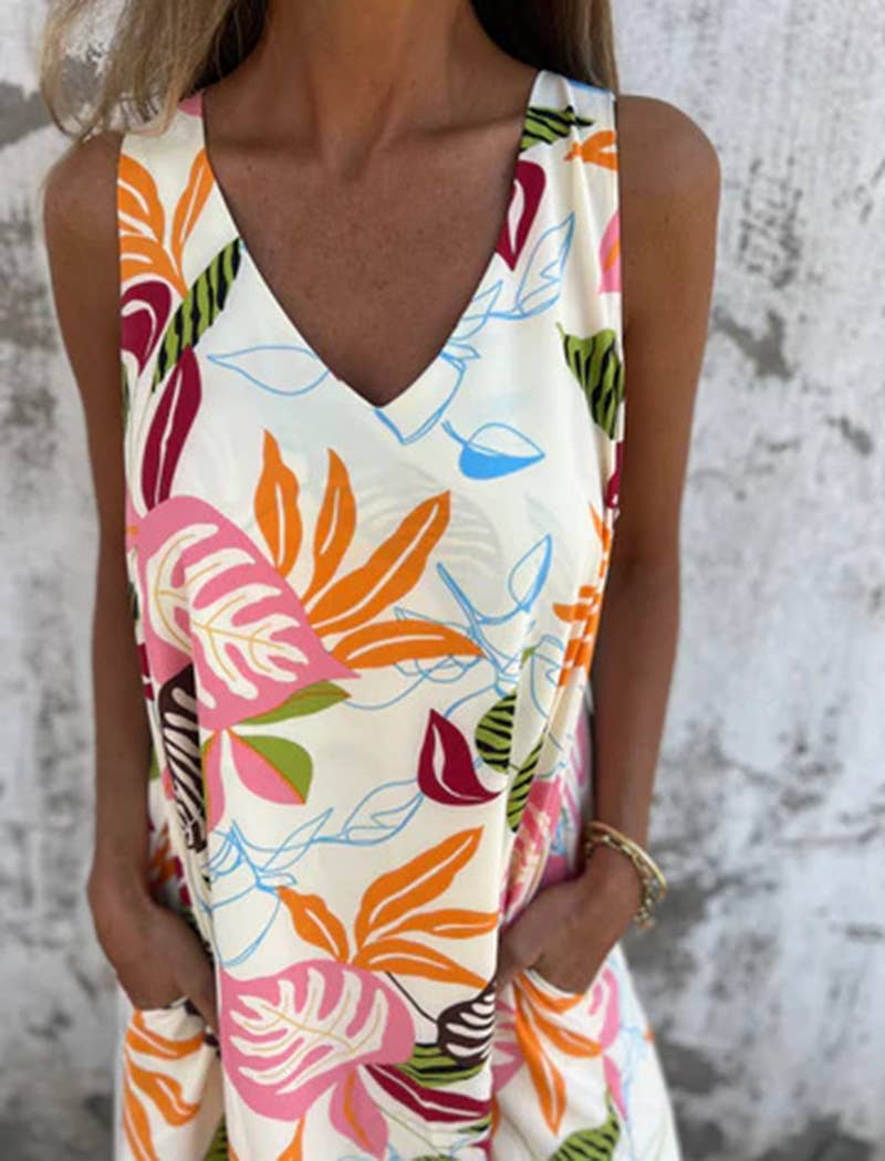 EmberLoom - Wholesale Dress - Women's - Tropical Print Sleeveless Maxi Dress9