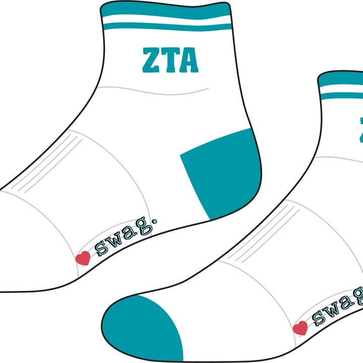 Calcetín corto Zeta Tau Alpha para venta al por mayor de Swag