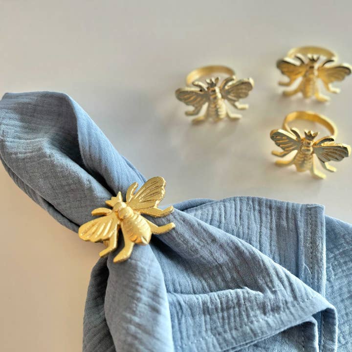 Bee Napkin Rings, set of four for wholesale by Dot and Army